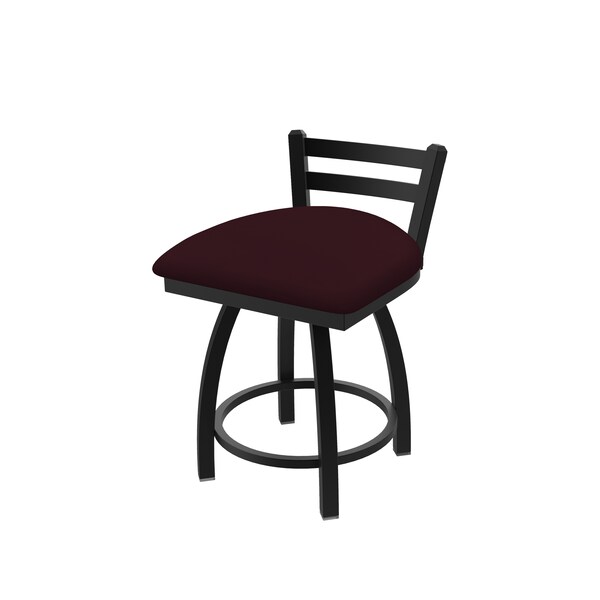 18" Low Back Swivel Vanity Stool, Black Wrinkle, Canter Bordeaux Seat